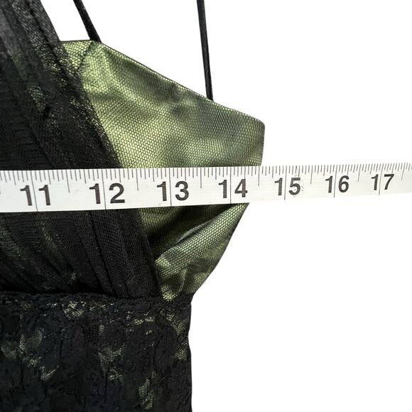 Vintage Y2K Cumbia Dress XS Green Satin Black Mesh Goth Fairycore Party Whimsy - Picture 11 of 16